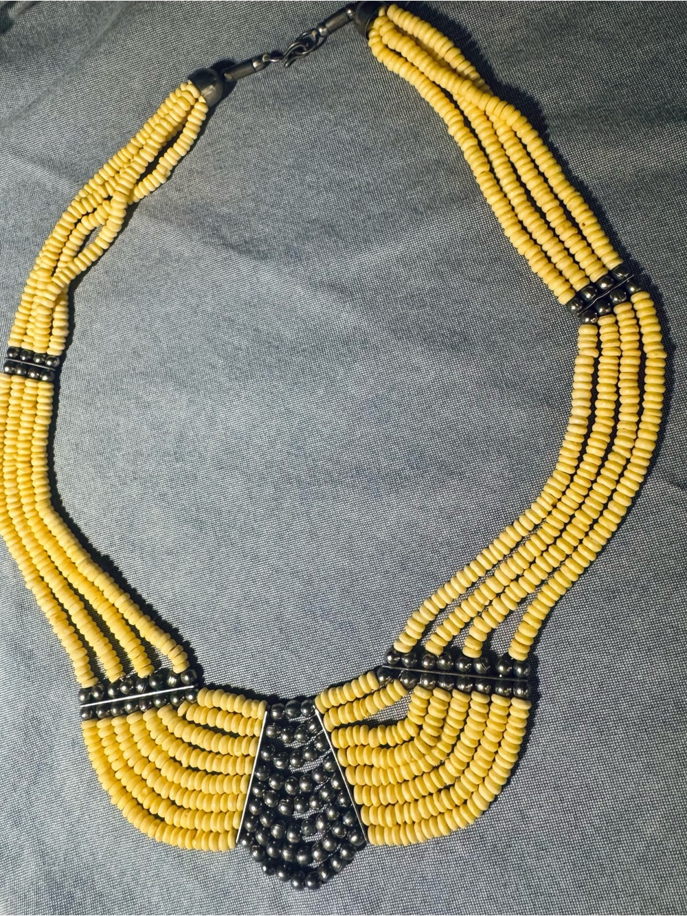 Pale Yellow Beaded Multi-Strand Statement Necklace
